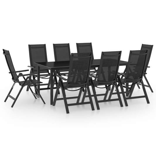 7-Position Garden Dining Set with Folding Chairs