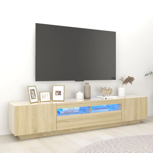 TV Cabinet with LED Lights Sonoma Oak