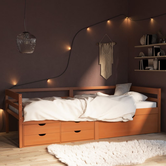 Honey Brown Bed Frame with Storage without Mattress