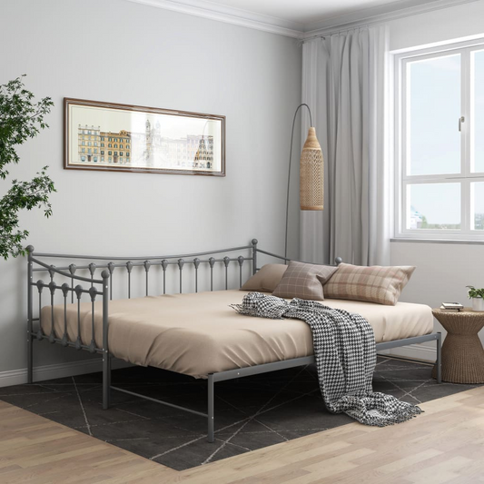 Grey Metal Pull-out Sofa Bed Frame without Mattress