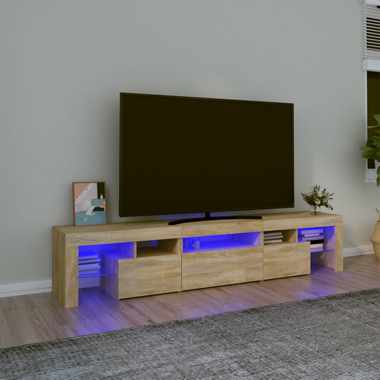 TV Cabinet with LED Lights Sonoma Oak