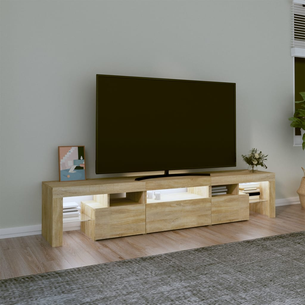 TV Cabinet with LED Lights Sonoma Oak