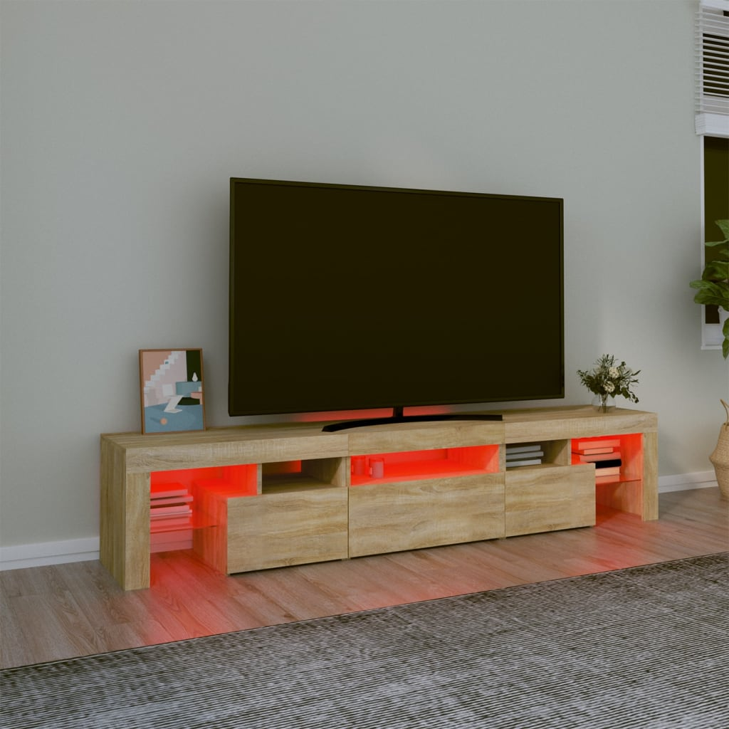 TV Cabinet with LED Lights Sonoma Oak