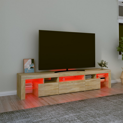 TV Cabinet with LED Lights Sonoma Oak