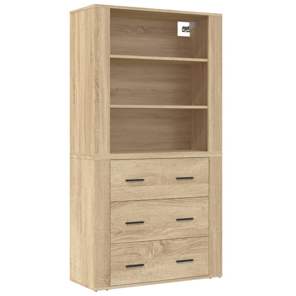 High Display Unit with 3 Large Drawers Sonoma Oak