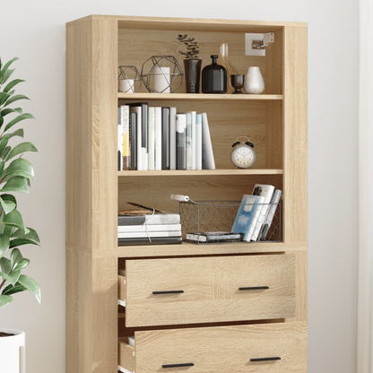 High Display Unit with 3 Large Drawers Sonoma Oak