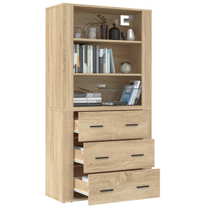 High Display Unit with 3 Large Drawers Sonoma Oak