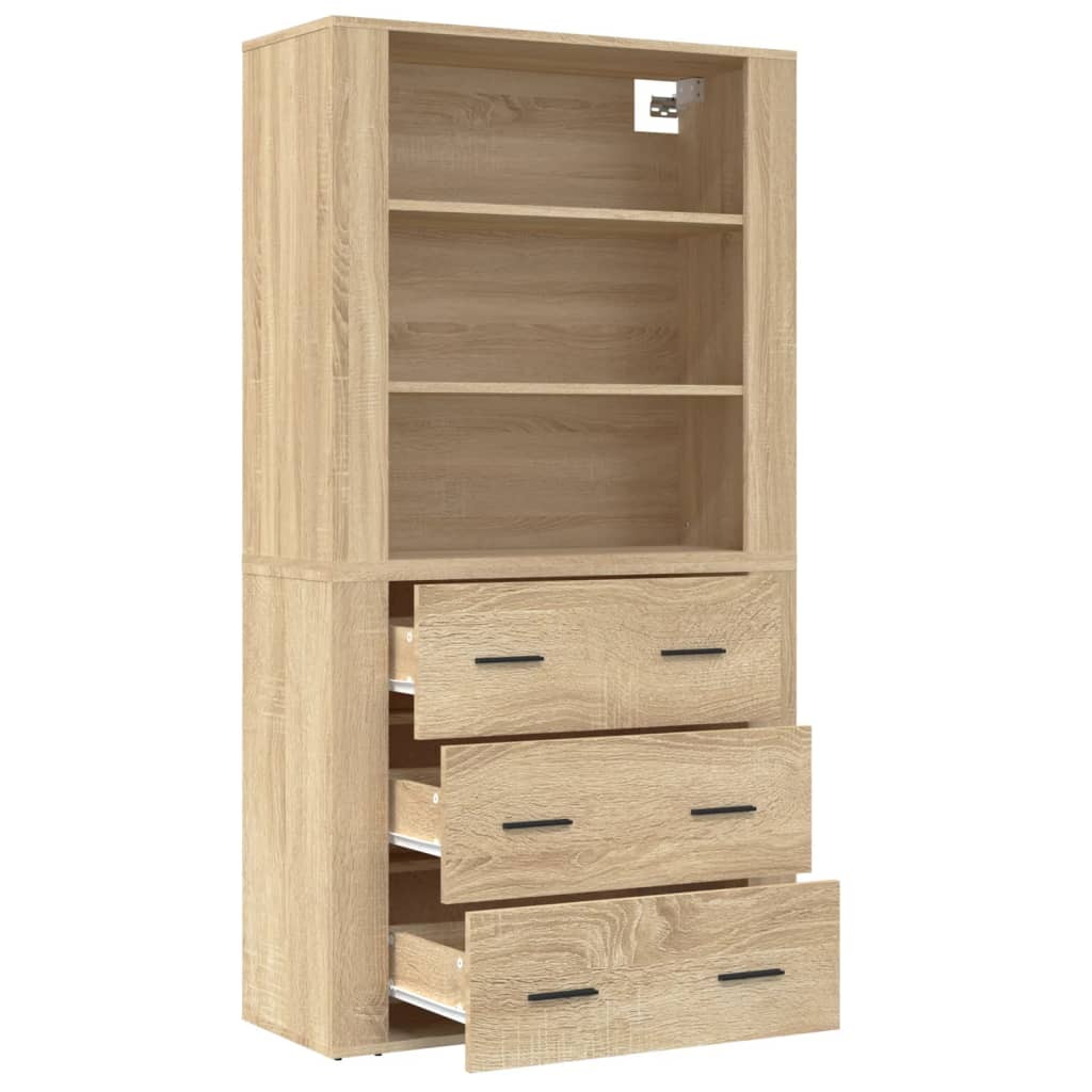 High Display Unit with 3 Large Drawers Sonoma Oak