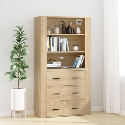 High Display Unit with 3 Large Drawers Sonoma Oak