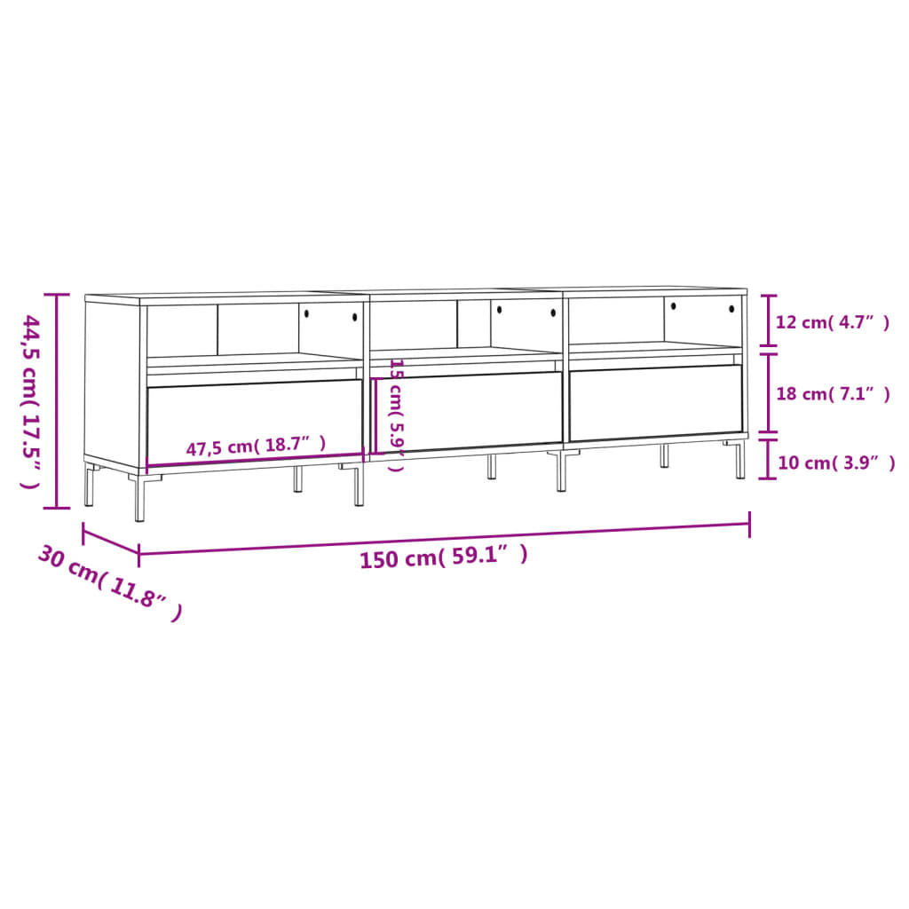 TV Cabinet with Ample Storage Brown Oak