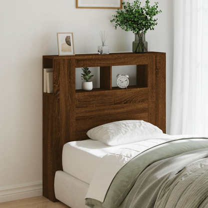 Single Divan LED Headboard Brown Oak