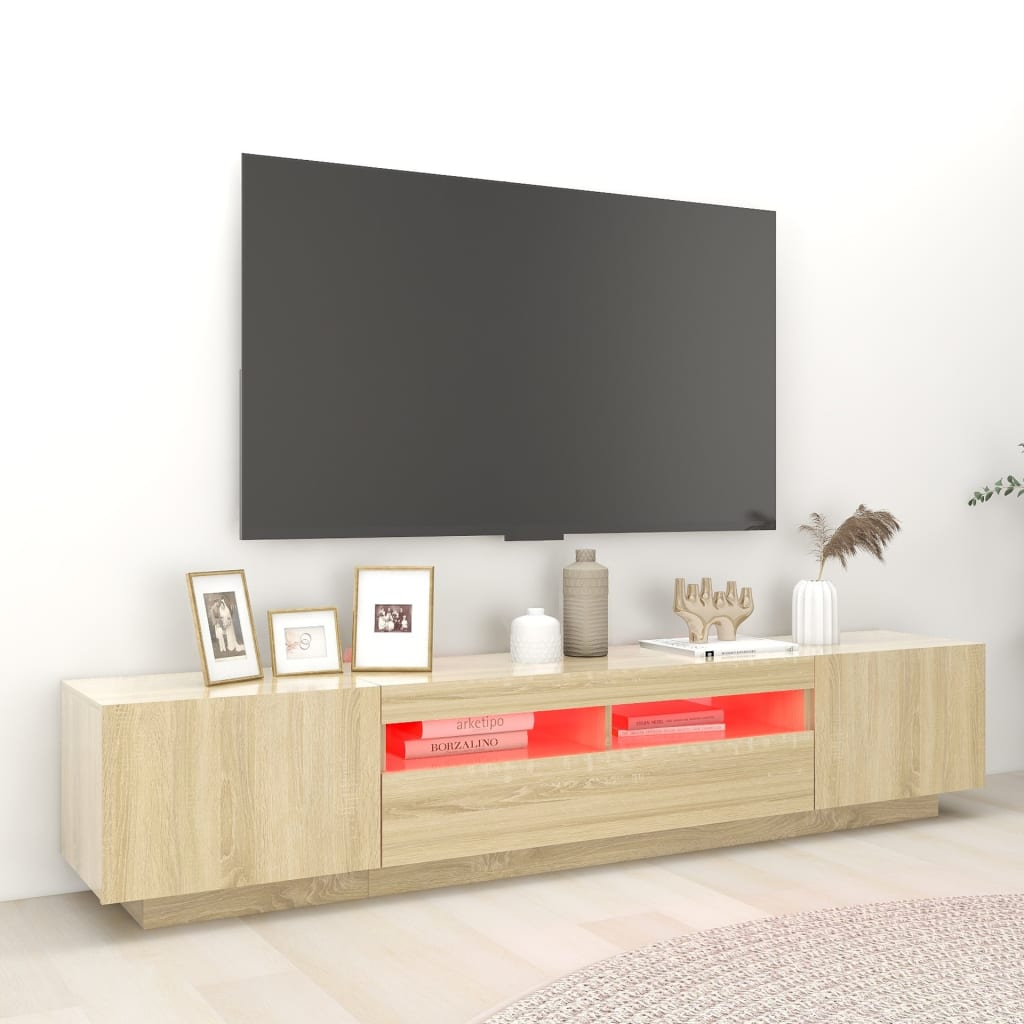 TV Cabinet with LED Lights Sonoma Oak