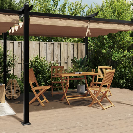 Stylish Garden Gazebo with Retractable Roof - Taupe