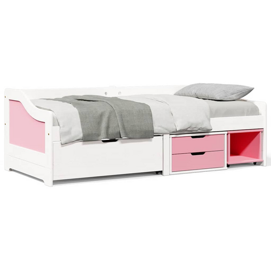 White & Pink Childs Day Bed with 3 Drawers without Mattress